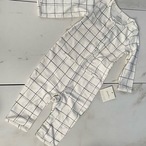 Pehr Windowpane Organic Cotton Romper 6-12 months NWT